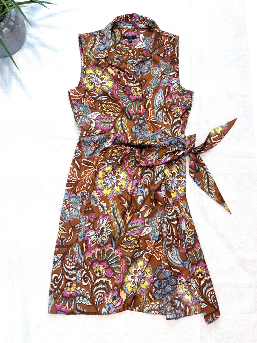 Anthropologie DREW Brown Floral Sleeveless Wrap Midi Dress